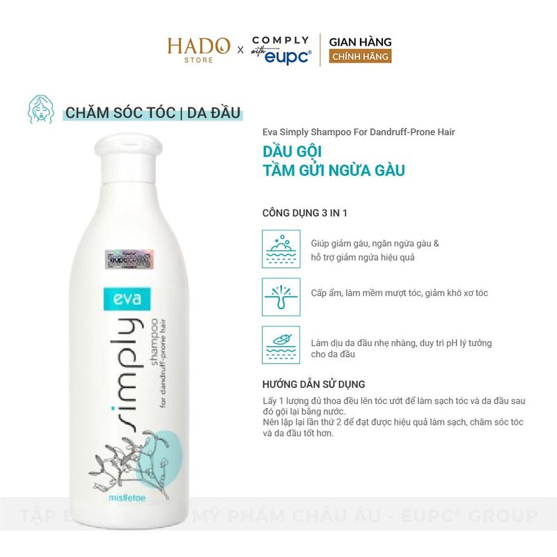 Dầu gội ngừa gàu chiết xuất tầm gửi Eva Simply 500ml - ảnh 3