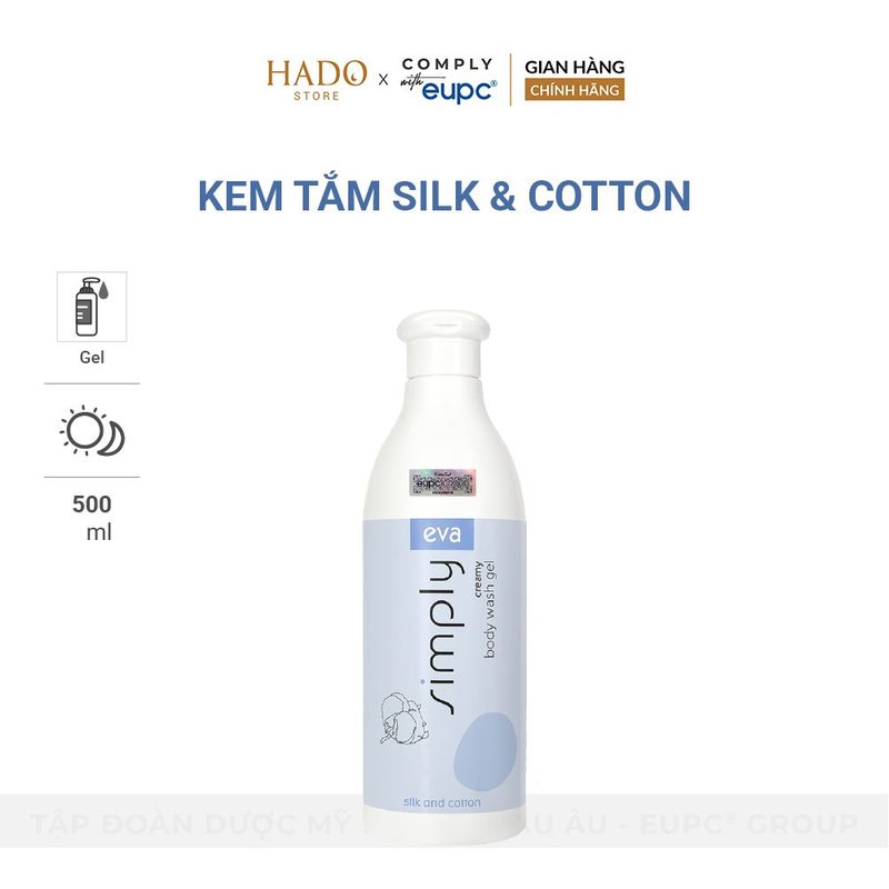 Kem tắm dưỡng ẩm Silk & Cotton Eva Simply 500ml