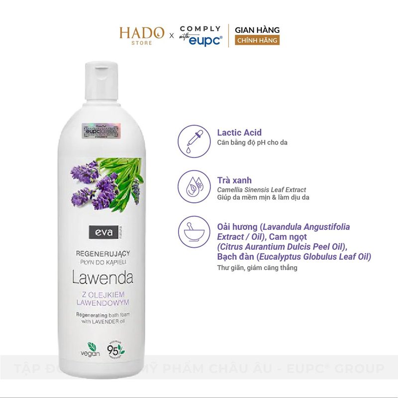 Gel tắm thuần chay hương oải hương Eva Natura 750ml