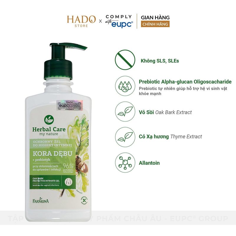 Dung dịch vệ sinh phụ nữ vỏ sồi Farmona Herbal Care 330ml - ảnh 2