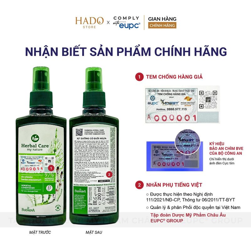 Xịt dưỡng tóc cỏ đuôi ngựa Farmona Herbal Care 200ml - ảnh 4