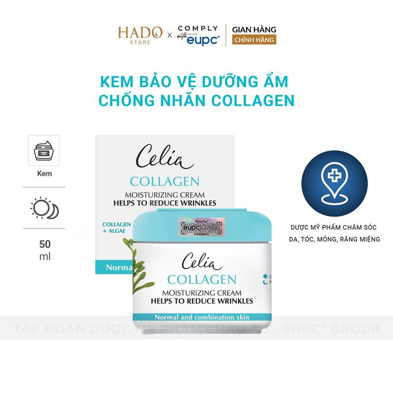 Kem dưỡng ẩm giúp giảm nếp nhăn Celia Collagen 50ml