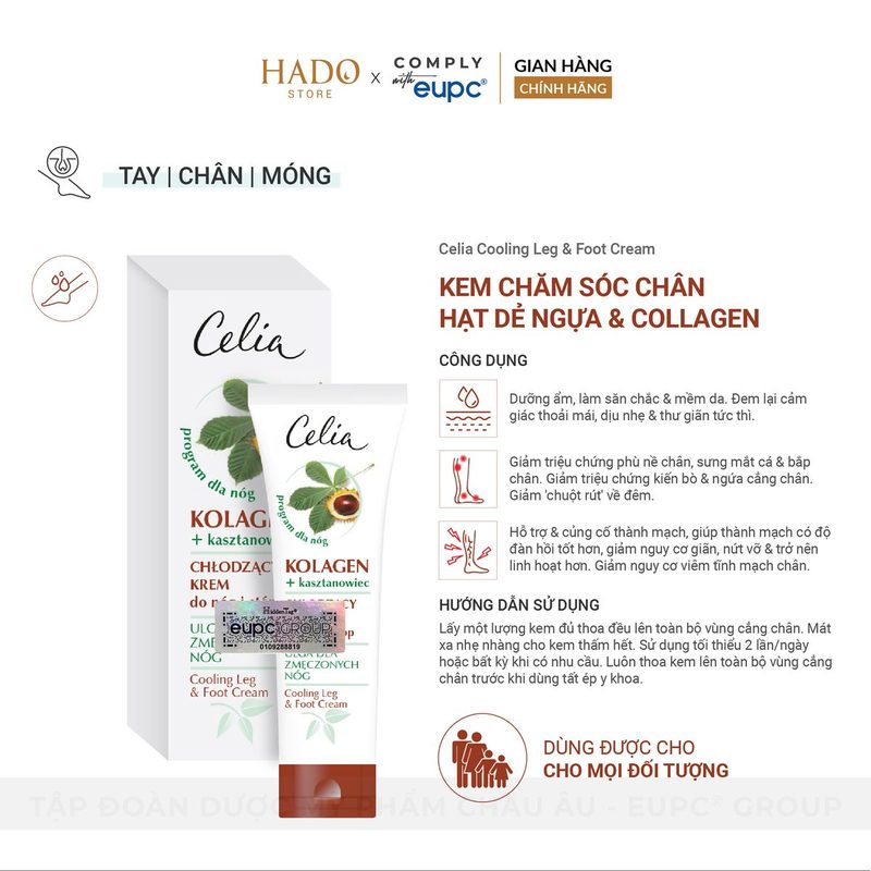 Kem dưỡng mát chân Hạt dẻ ngựa và Collagen Celia 100ml - ảnh 2