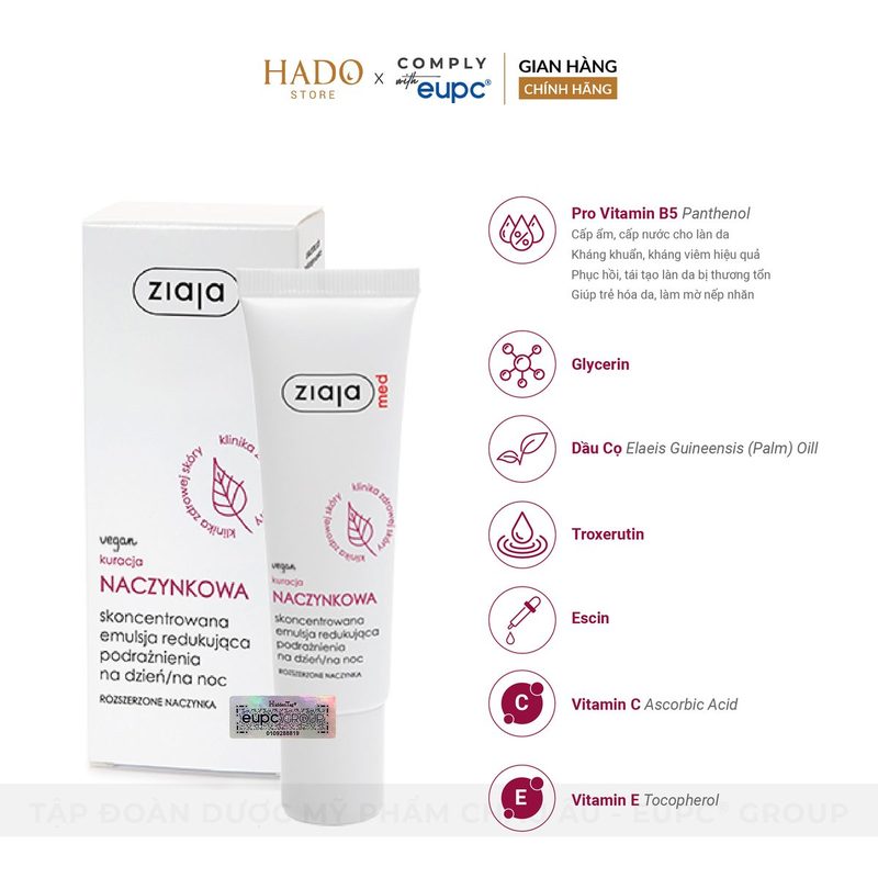 Nhũ tương làm dịu da mẩn đỏ chứa B5 Ziaja Med 30ml - ảnh 2