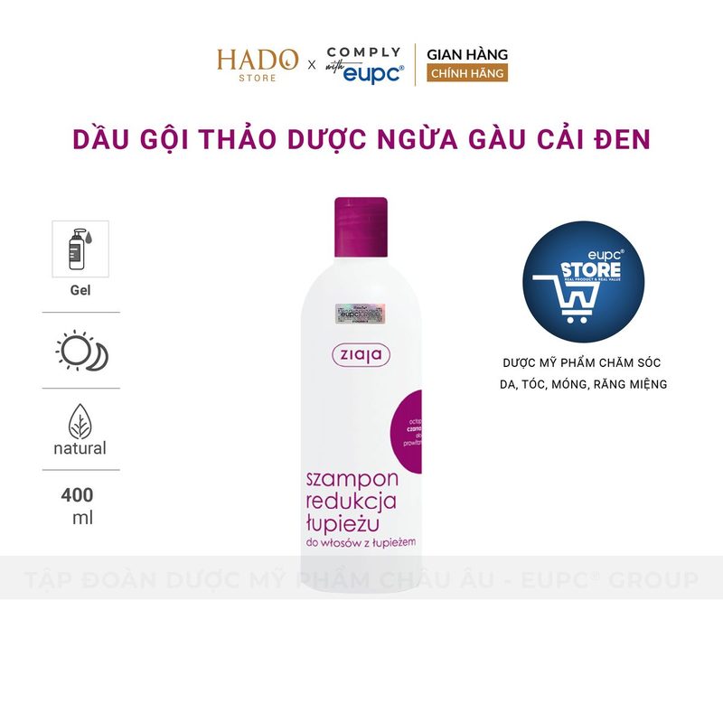 Dầu gội thảo dược giảm gàu Cải đen Ziaja 400ml