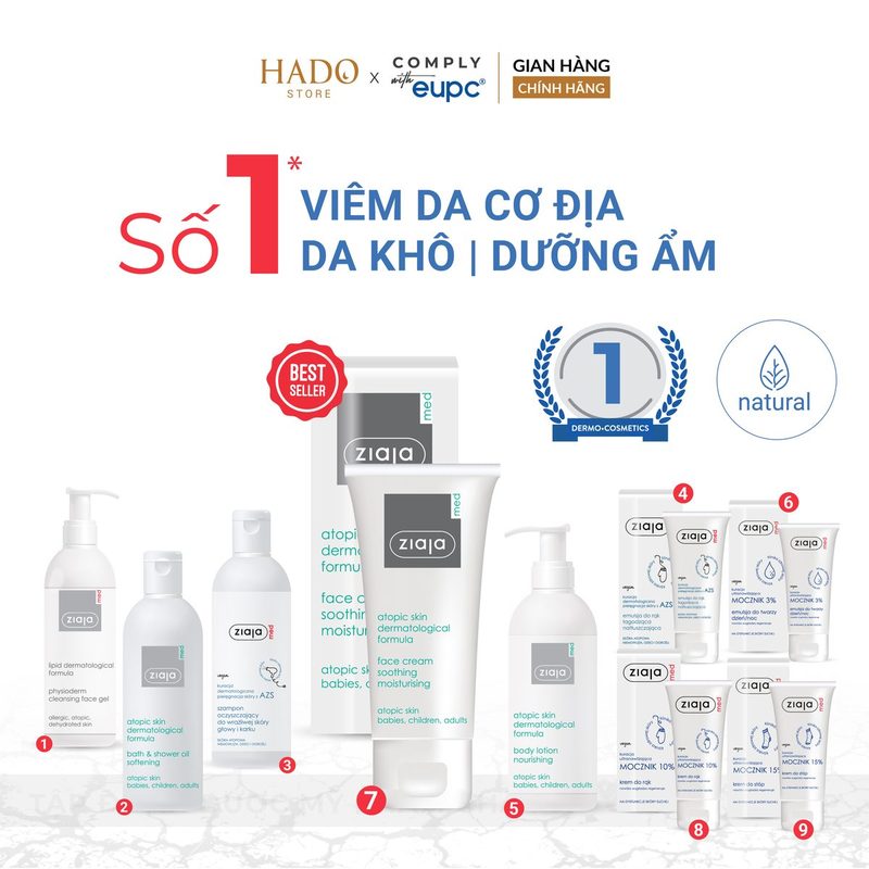 Kem dưỡng ẩm làm dịu da mặt 5% Urê Ziaja Med Atopic Skin 50ml - ảnh 5