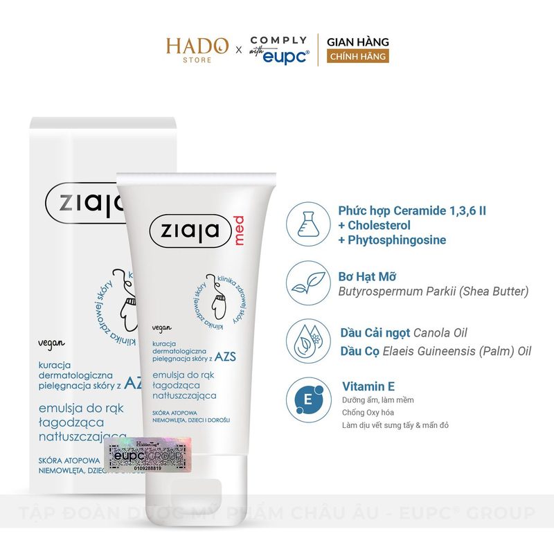 Nhũ tương dưỡng ẩm dịu nhẹ Ziaja Med AZS 100ml - ảnh 2