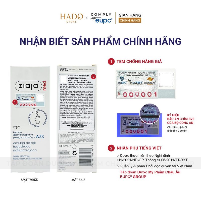 Nhũ tương dưỡng ẩm dịu nhẹ Ziaja Med AZS 100ml - ảnh 4