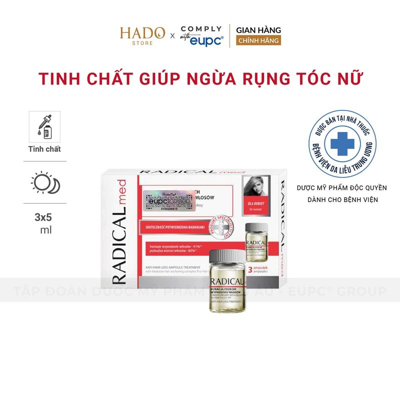 Tinh chất dưỡng da đầu giảm gãy rụng tóc nữ Radical Med 3x5ml