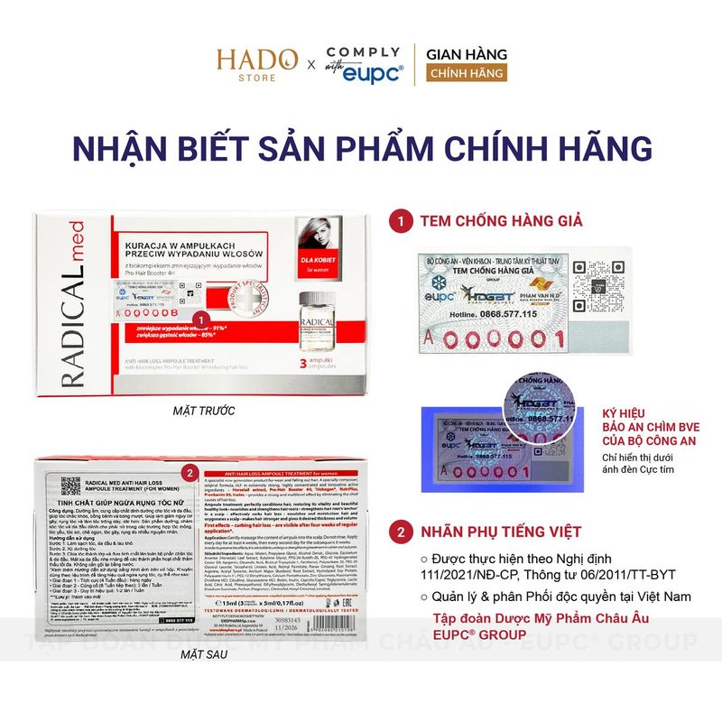 Tinh chất dưỡng da đầu giảm gãy rụng tóc nữ Radical Med 3x5ml - ảnh 4